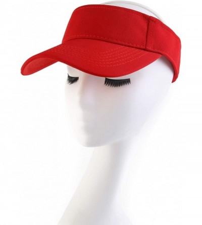 Visors Plain Men Women Sport Headband Sun Visor Adjustable Athletic Sportswear Runing Outdoor Hat Cap - Red - C218QMSTRQ8 $11.26