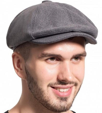 Newsboy Caps Gatsby Newsboy Hat Men Women Classic Herringbone Tweeb Flat Cap - Tweed Grey - CY18IG40Q2T $17.91