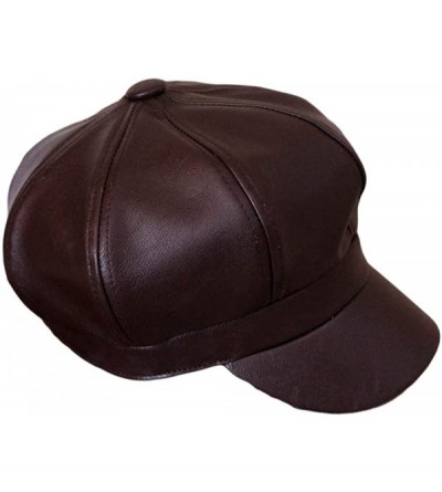 Newsboy Caps Women's Vintage Pu Leather Newsboy Hat Cap - Brown - CG12O11XBG9 $11.73