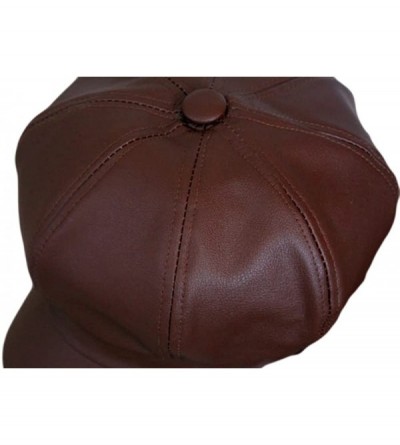 Newsboy Caps Women's Vintage Pu Leather Newsboy Hat Cap - Brown - CG12O11XBG9 $11.73