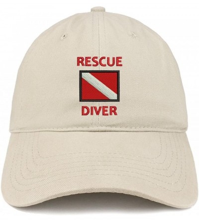 Baseball Caps Rescue Diver Flag Embroidered Low Profile Soft Cotton Baseball Cap - Stone - CA184UW4K6W $38.64