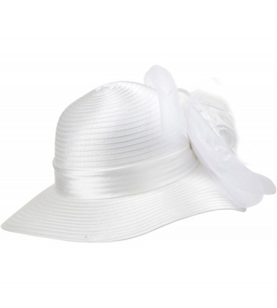 Sun Hats Women's Organza Wide Brim Floral Ribbon Kentucky Derby Church Dress Sun Hat - 2 Style-white - CH183UAAUYD $17.24