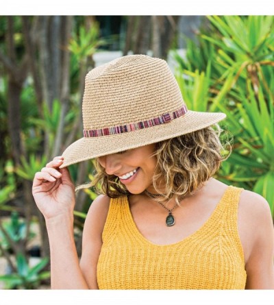 Fedoras Women's Petite Sedona Fedora - UPF 50+- Aztec Flair- Designed in Australia - Camel - CJ192OXWIO8 $44.47