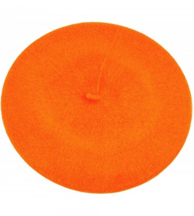 Berets 3 Pieces Pack Ladies Solid Colored French Wool Beret - Orange-3 Pieces - CC12O38U37K $19.78