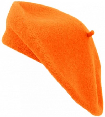 Berets 3 Pieces Pack Ladies Solid Colored French Wool Beret - Orange-3 Pieces - CC12O38U37K $19.78