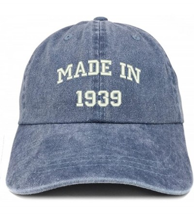 Baseball Caps Made in 1939 Text Embroidered 81st Birthday Washed Cap - Navy - C318C7HZKXS $16.74