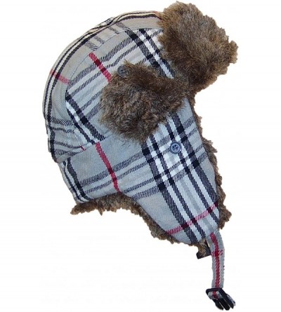 Bomber Hats Adult Plaid Russian/Trooper W/Soft Faux Fur Cap (One Size) - Gray - CB11OV74KRT $14.55