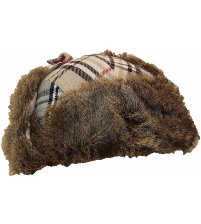 Bomber Hats Adult Plaid Russian/Trooper W/Soft Faux Fur Cap (One Size) - Gray - CB11OV74KRT $14.55