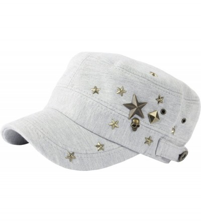 Baseball Caps A173 Skull Devil Star Metal Stud Fashion Punk Club Army Cap Cadet Military Hat (Gray) - CI183R8R3X7 $44.08