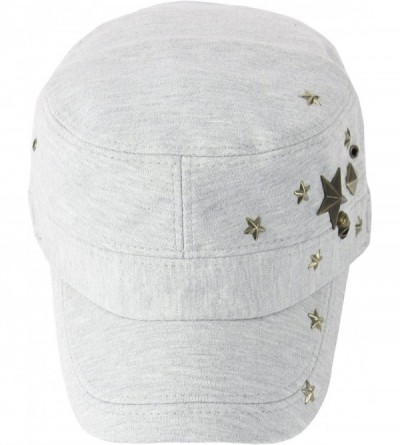 Baseball Caps A173 Skull Devil Star Metal Stud Fashion Punk Club Army Cap Cadet Military Hat (Gray) - CI183R8R3X7 $18.56