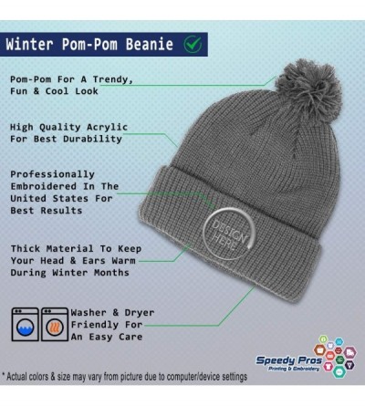 Skullies & Beanies Winter Pom Pom Beanie for Men & Women Free Palestine Flag Embroidery 1 Size - Light Grey - CX18ZH5U6HY $15.93