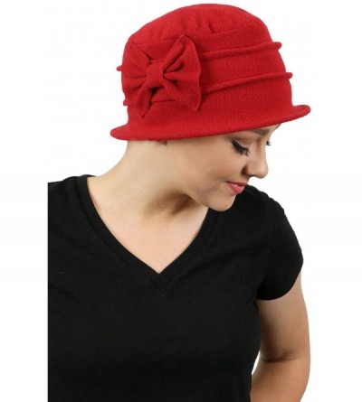 Skullies & Beanies Women's Hat Fleece Cloche Cancer Headwear Chemo Ladies Winter Head Coverings Bow - Red - C018HDT8R94 $18.34