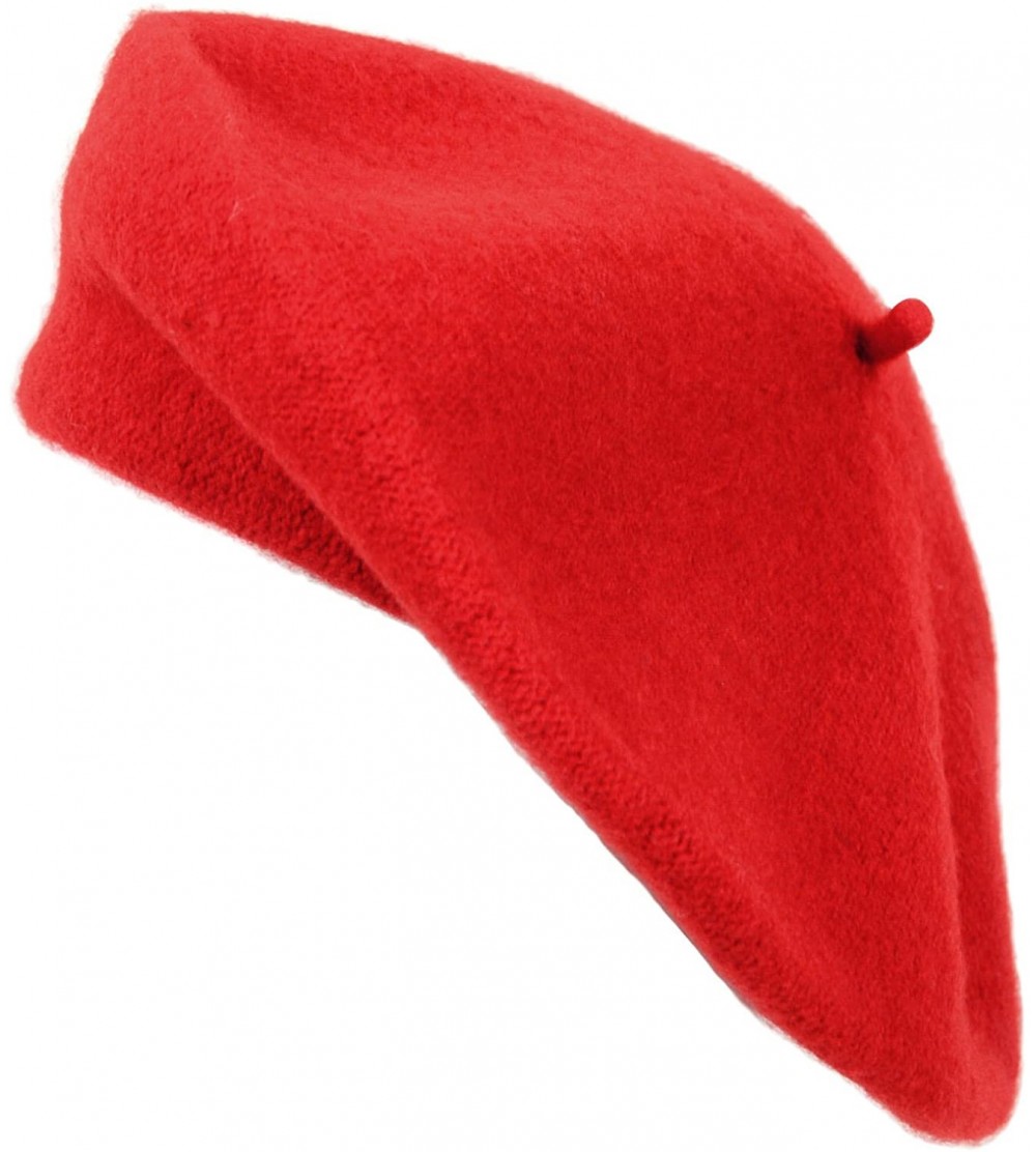 Berets Solid Color French Wool Beret - Red - CC12J4T2DW7 $9.15