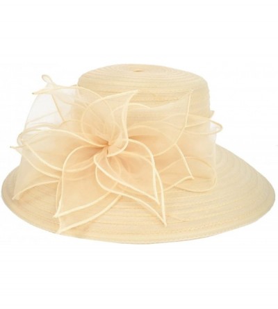 Sun Hats Kentucky Derby Dress Church Cloche Hat Sweet Cute Floral Bucket Hat - Leaf-apricot - CY189ZE5Q55 $18.99