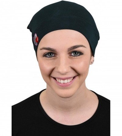 Skullies & Beanies Womens Soft Sleep Cap Comfy Cancer Hat with Hearts Applique - Hunter - C4189SN4M6O $10.62