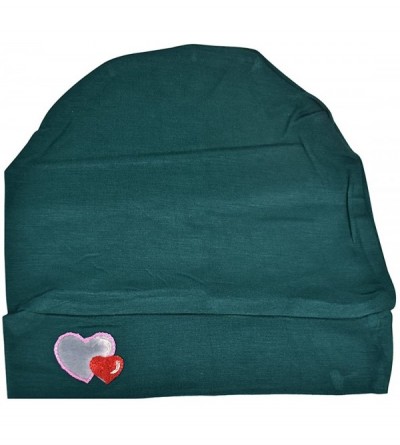 Skullies & Beanies Womens Soft Sleep Cap Comfy Cancer Hat with Hearts Applique - Hunter - C4189SN4M6O $10.62