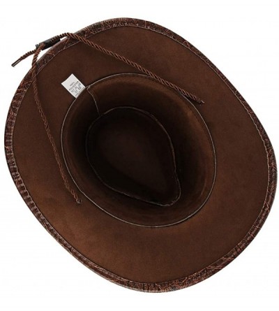 Cowboy Hats Men Women's Western PU Leather Cowboy Hat Wide Brim Outback Hat UV Protection - Coffee - CU18QQ4D3QG $10.53