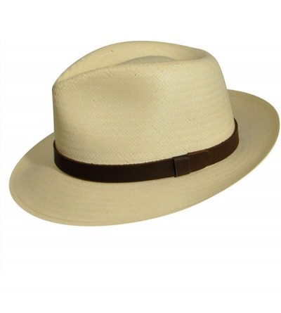 Fedoras Men's Soho Stroller Hat with Lear Band - Natural - CF127F3WY7N $111.47