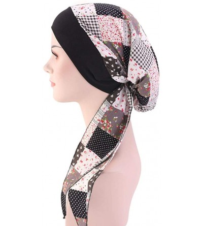 Skullies & Beanies Vintage Elastic Cotton Turbans Multifunction - Black001 - C91980LI65Z $12.17