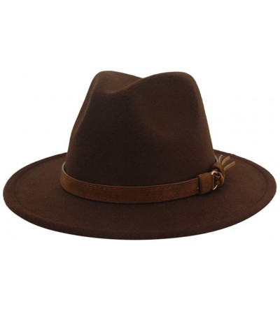 Bucket Hats Wide Brim Vintage Jazz Hat Women Men Belt Buckle Fedora Hat Autumn Winter Casual Elegant Straw Dress Hat - CF18WW...