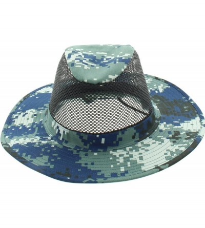 Sun Hats Wide Brim Bora Booney Outdoor Safari Summer Hat w/Neck Flap & Sun Protection - Digital Camo Blue - Mesh - CS184MTGA8...