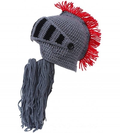 Skullies & Beanies Mens Handmade Beanie Knit Funny Hat Cosplay Roman Knight Helmet Cap - Grey - C318KI0YZ4S $16.18