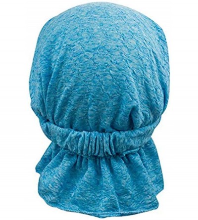 Skullies & Beanies Ruffle Chemo Turban Hair Loss Cap Cancer Slouchy Beanie Muslim Abbey Headband - Blue - CM18M9AXT27 $10.84