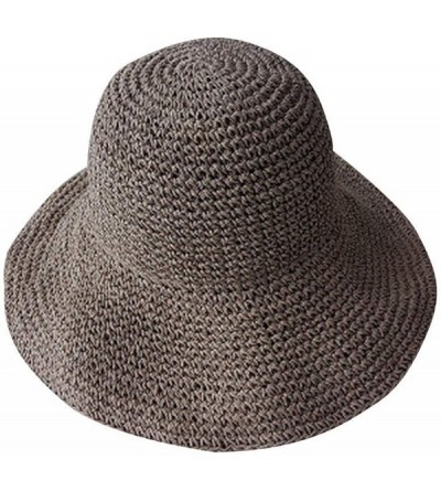 Sun Hats Women Big Brim Sun Hat Foldable Straw Hat Summer Beach Hat Fisherman Hat Sun Hats - Grey - CU18RLX2NUG $30.91