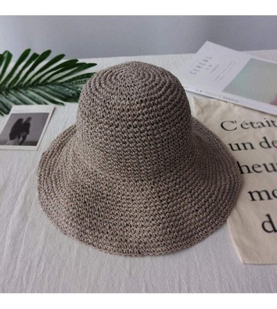 Sun Hats Women Big Brim Sun Hat Foldable Straw Hat Summer Beach Hat Fisherman Hat Sun Hats - Grey - CU18RLX2NUG $30.91