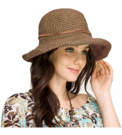 Sun Hats Women's Wide Brim Caps Foldable Fashion Summer Beach Sun Straw Hats - Dark Coffee - CE12IDG2HZZ $14.14