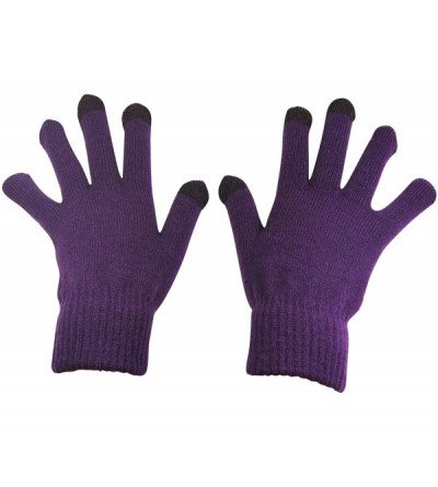 Skullies & Beanies Winter Gloves Women Touch Screen Warm Ski Snow Knit Gloves Outdoor Mittens - Purple - CD186ZHW9KO $9.55