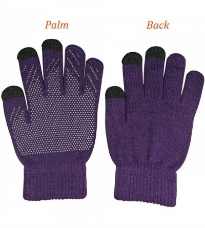 Skullies & Beanies Winter Gloves Women Touch Screen Warm Ski Snow Knit Gloves Outdoor Mittens - Purple - CD186ZHW9KO $9.55