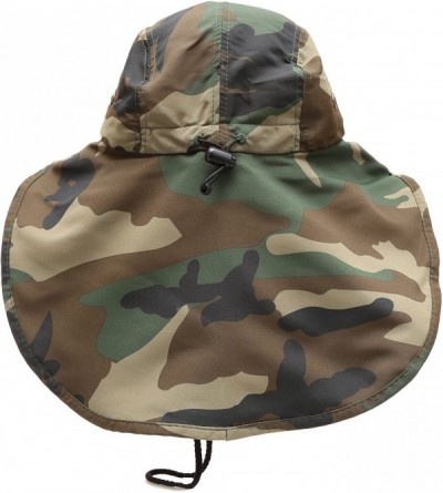 Sun Hats Outdoor Sun Protection Hunting Hiking Fishing Cap Wide Brim hat with Neck Flap - Woodland - CY18G7R549K $15.55