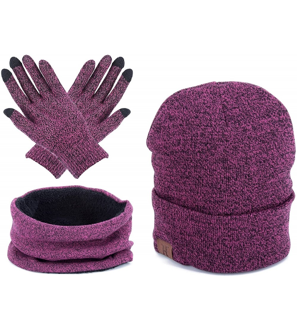 Skullies & Beanies Unisex Winter Warm Beanie Hat - Purple Red - C51895CCGAY $14.54