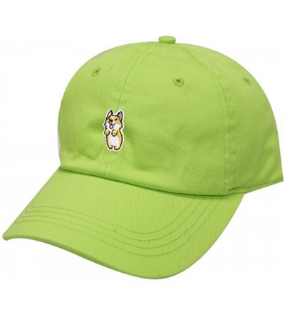 Baseball Caps Cute Welsi Corgi Cotton Baseball Dad Caps - Lime - CQ185WOMQ42 $12.52