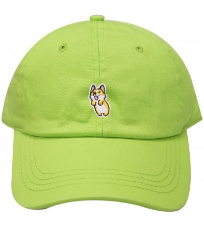 Baseball Caps Cute Welsi Corgi Cotton Baseball Dad Caps - Lime - CQ185WOMQ42 $12.52