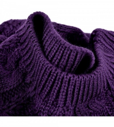 Skullies & Beanies Soft Lightweight Crochet Beret for Women Solid Color Beret Hat - One Size Slouchy Beanie - Dark Purple - C...
