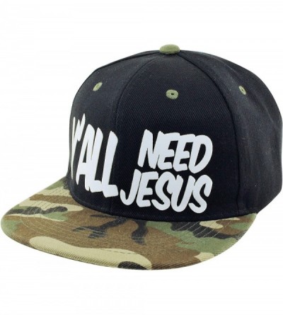Baseball Caps Y'all Need Jesus 3D Logo Snapback Baseball Hat - Black-camo - C017YIW7IKZ $51.19
