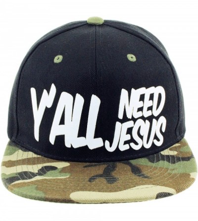Baseball Caps Y'all Need Jesus 3D Logo Snapback Baseball Hat - Black-camo - C017YIW7IKZ $26.94