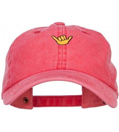 Baseball Caps Mini Hang Loose Embroidered Unstructured Cap - Red - CF1858W9KUC $40.04