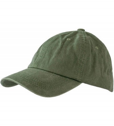 Baseball Caps Unisex Stone Washed Cotton Baseball Cap Adjustable Size - Olive - C212N4SQJFJ $11.57