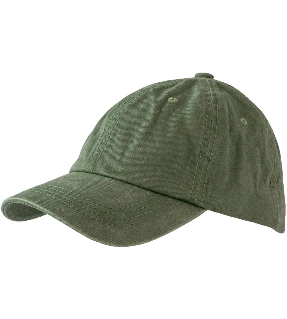 Baseball Caps Unisex Stone Washed Cotton Baseball Cap Adjustable Size - Olive - C212N4SQJFJ $11.57