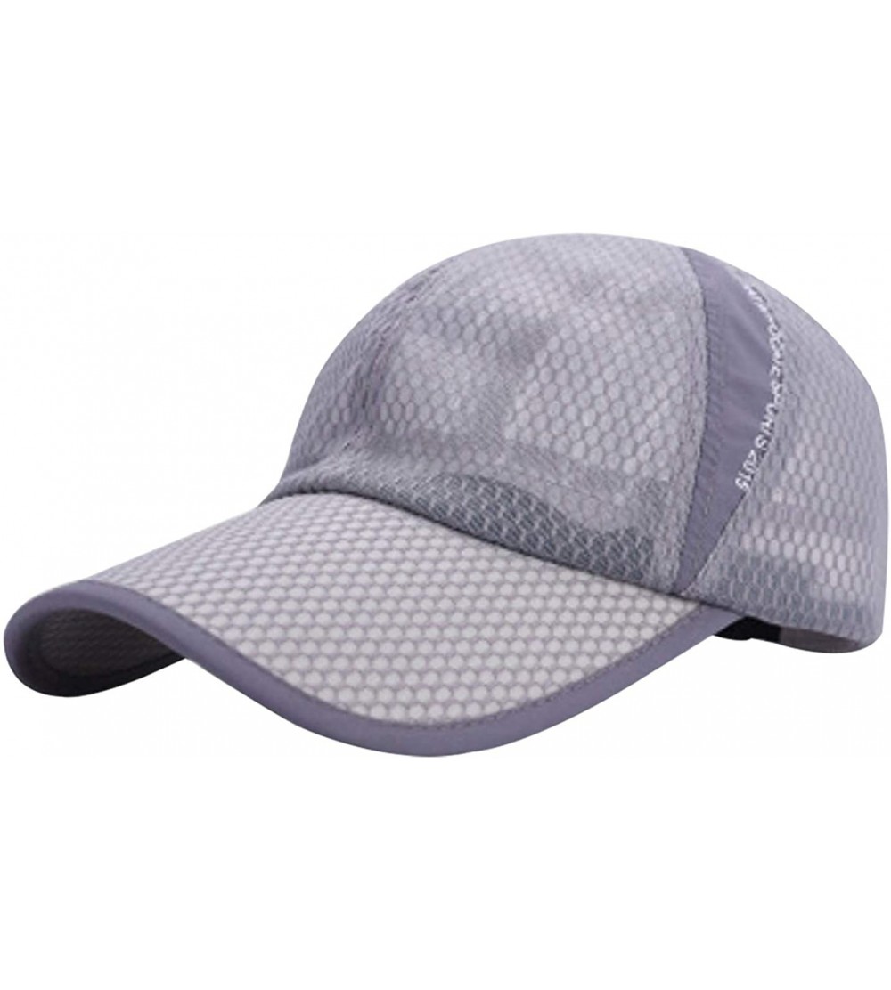 Baseball Caps Unisex Mesh Tennis Cap Outdoor Anti-UV Quick Dry Adjustable Running Baseball Hat - Gray - CB18RW3NRWI $15.03