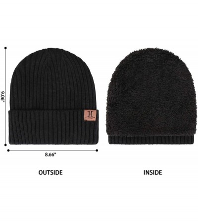 Skullies & Beanies Men Winter Warm Knit Beanie Hat+Infinity Scarf & Touch Screen Gloves Set for Men - Black - CT18MGX2DWO $19.92