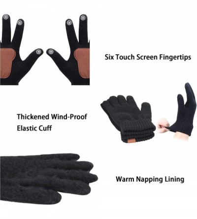 Skullies & Beanies Men Winter Warm Knit Beanie Hat+Infinity Scarf & Touch Screen Gloves Set for Men - Black - CT18MGX2DWO $19.92