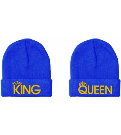 Skullies & Beanies King & Queen- Couple Matching- Warm & Stylish 12 inch Long Unfolded Beanie - Royal - C618LNI4L9Y $54.82