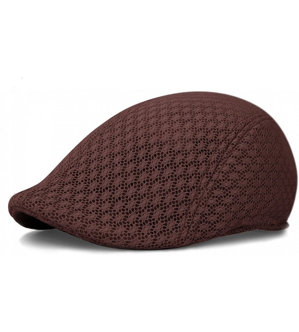 Newsboy Caps Duckbill Mesh Summer Mens Gatsby Polyester Ivy Golf Driving Hat Sun Newsboy Cap - Brown - CT17Z7HMQ4U $9.70