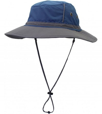 Sun Hats Unisex Reflective Sunshade hat Bucket Hat UV50+ with Wide Brim for Summer Anti Ultraviolet Cap - Blue+gray - C418EGC...
