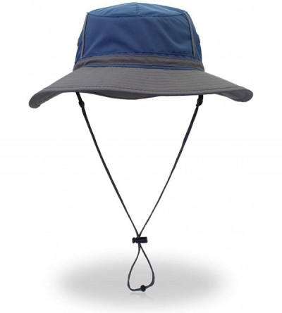 Sun Hats Unisex Reflective Sunshade hat Bucket Hat UV50+ with Wide Brim for Summer Anti Ultraviolet Cap - Blue+gray - C418EGC...