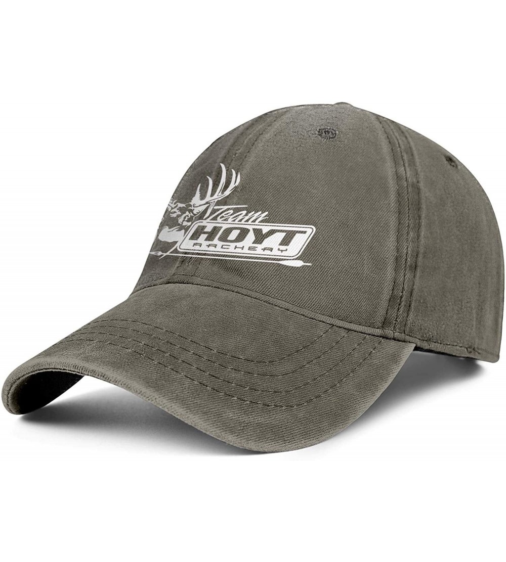 Baseball Caps Unisex Men Denim Baseball Hats Cotton Adjustable Mesh Visor-Hoyt-Team-Logo-Flat Caps - Brown-6 - CF18T3YN4W9 $2...